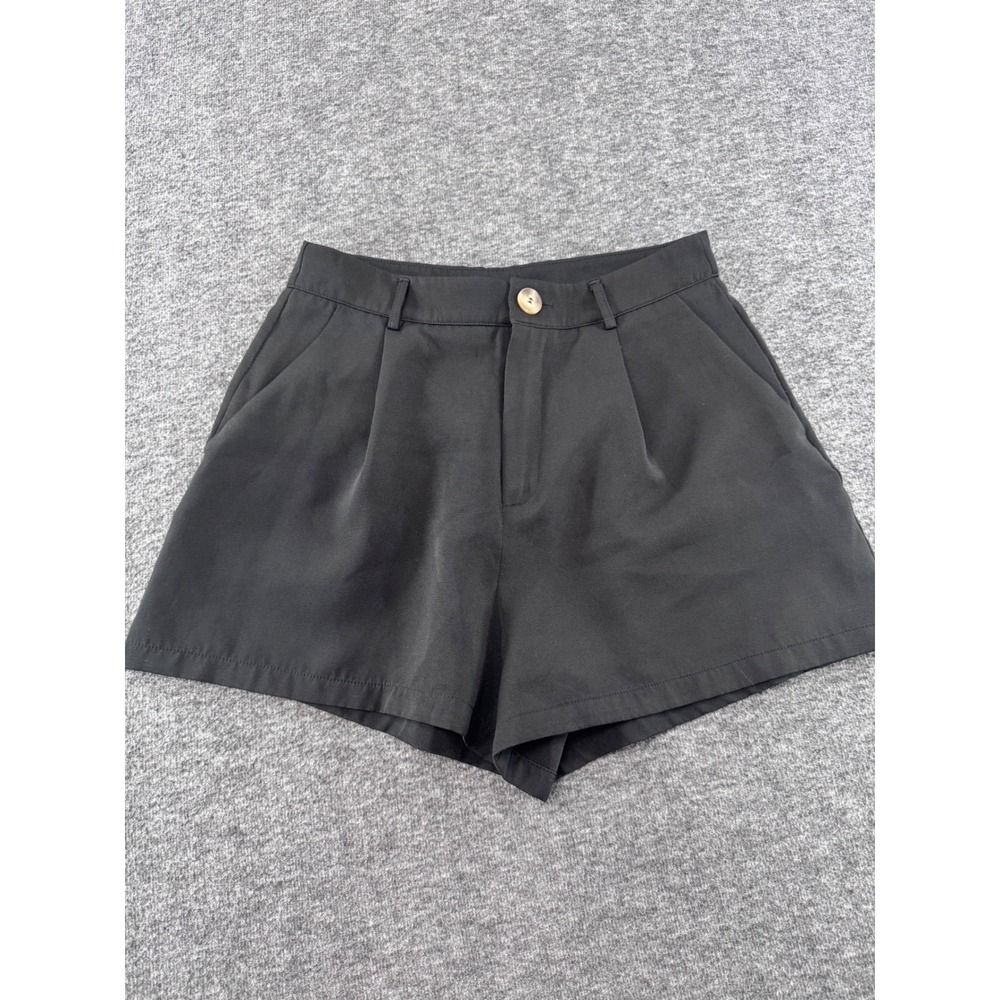 Cider Womens HighWaisted Pleated Shorts Front Pockets‎ Tailored Mini Black